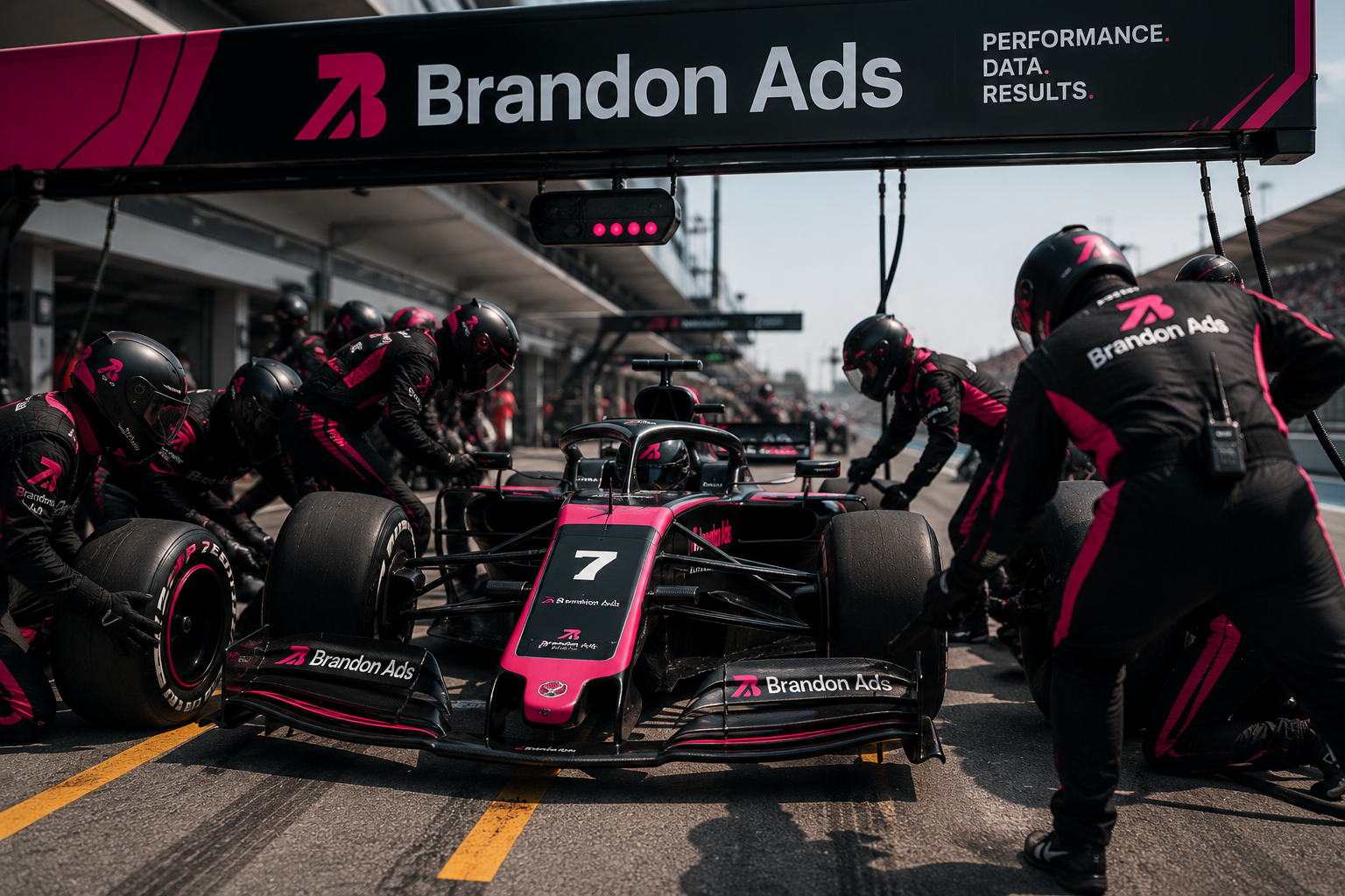 Brandon Ads pit crew — Performance. Data. Results.